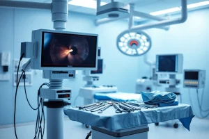 Χειρουργική αίθουσα έτοιμη για λαπαροσκοπική επέμβαση