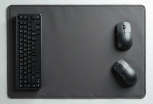 Μεγαλο γκρι mousepad σε γραφειο με πληκτρολογιο και ποντικι